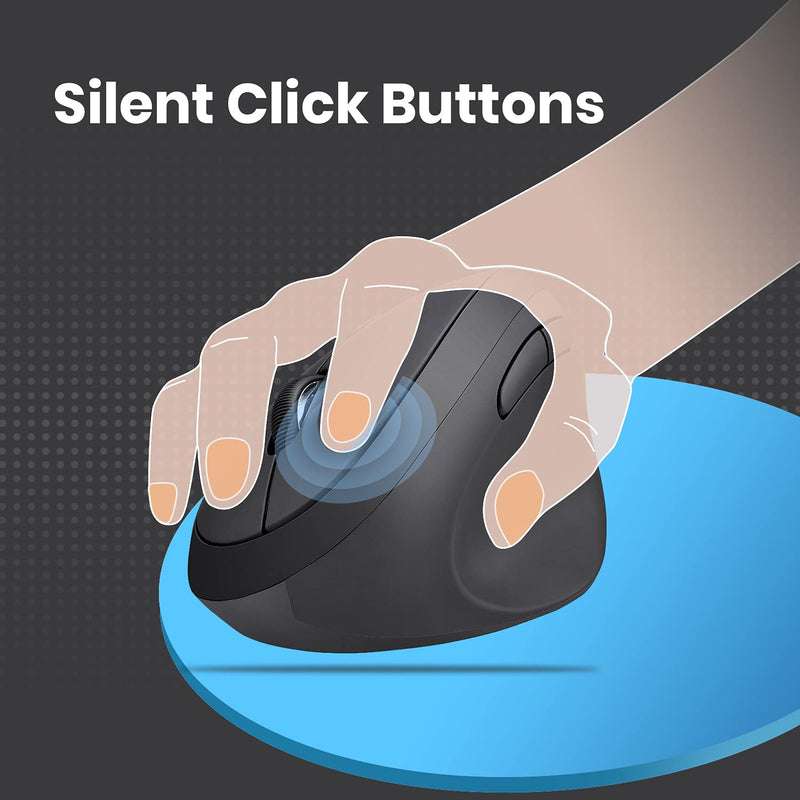 Perixx PERIMICE-719 Wireless 2.4 GHz Ergonomic Vertical Optical Mouse, Portable Mini Size, 3 Level DPI, Right Handed, Black