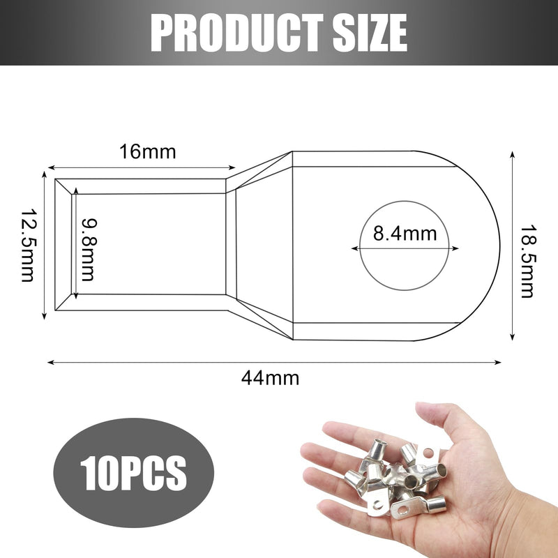 [AUSTRALIA] - Pack of 10 Tube Cable Lugs 50 mm² M8 Uninsulated SC Cable Connector Cable Lugs Ring Terminals 