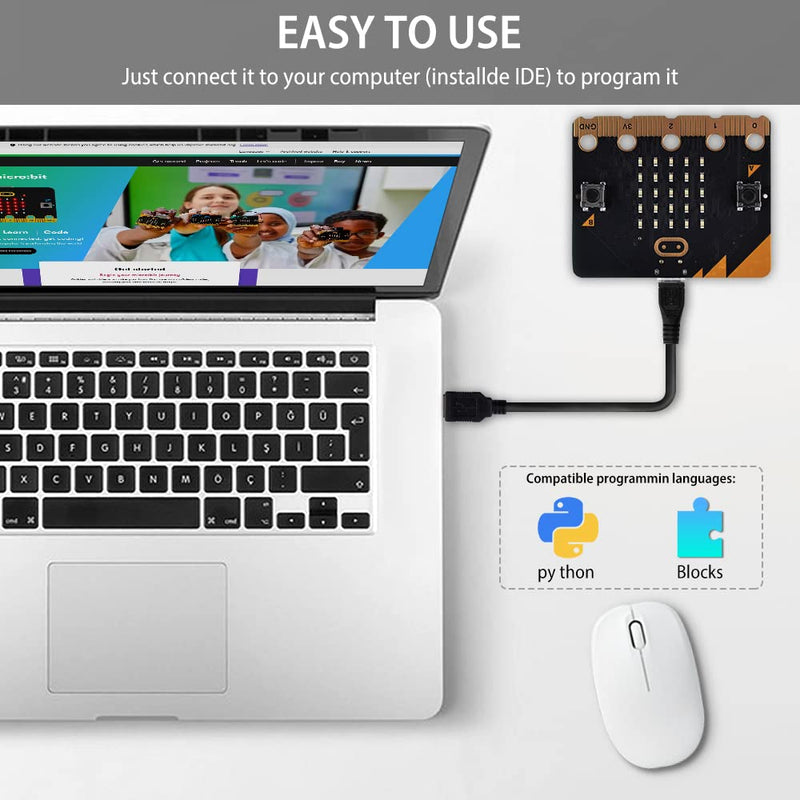 GeeekPi BBC Micro:bit V2.2 MB V2 Development Board for Coding and Programming (Micro USB Cable and Battery Holder Are Included)