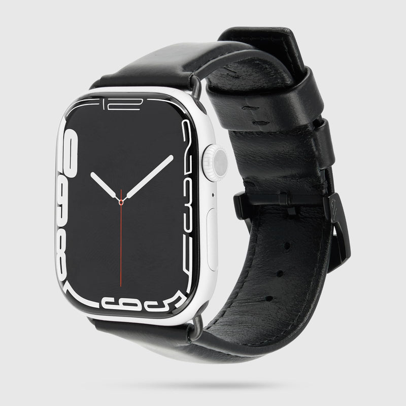 Case-Mate Apple Watch Band for Men and Women - Compatible with 42mm - 49mm iWatch Series 11/10/9/8/7/6/5/4/3/2/1/SE & Ultra 1/2/3 - Signature Premium Leather Band - Easy to Install and Remove - Black