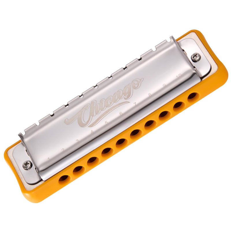 [AUSTRALIA] - Harmonica JDR Blues key of C 10 Holes 20 Tones Harps Armonica for Adults Kids Professional Beginners Mini Mouth Organ with Case Chicago 
