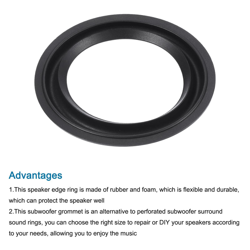 MECCANIXITY Rubber Speaker Foam Edge Surround Rings 3.5 Inch 54mm x 84mm Perforated Subwoofer Rings Replacement Parts for Speaker Repair or DIY Black 2 Pcs