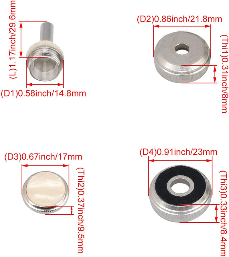 1Set Trumpet Repair Kit Trumpet Valve Finger Buttons Connecting Rods Valve Caps Piston Guides Spring Felt Washer Water Key Spit Valve Replacement 40Pcs, Silver