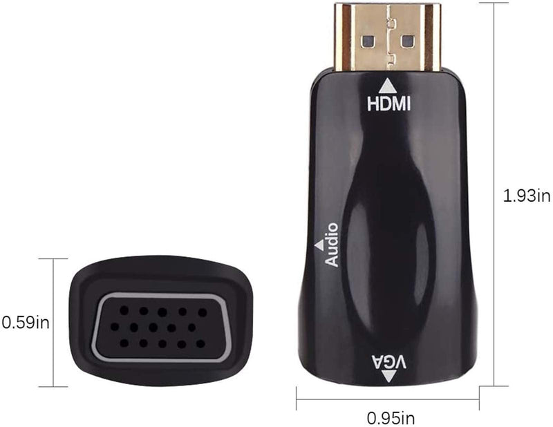 HDMI to VGA Adapter Converter with 3.5mm Audio Jack Cable,4K HDMI to VGA Converter Male to Female Gold-Plated Connector for Laptop,PC, Desktop,Monitor, Projector,HDTV,DVD HDTOVGA3.5