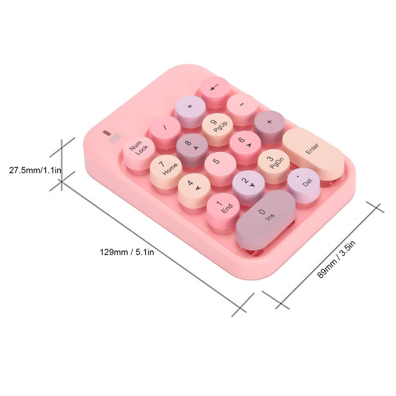 Wireless Numeric Keypad, Mini Digital Numpad 18 Keys Ergonomic Number Pad Keyboard with 2.4G USB Receiver & Chocolate Keycap for Laptop/PC/Desktop(Pink)