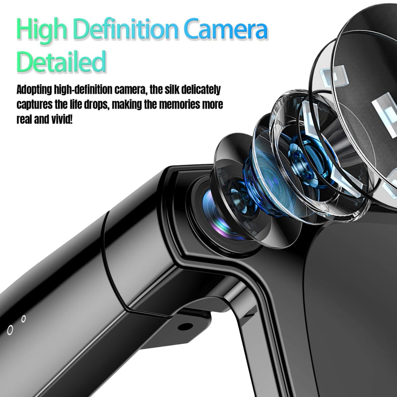 AI Smart Glasses with Camera, 4K Photos & 1080P Video,Real-Time Translation, Bluetooth 5.3, Assistant Conversation, Suitable for Vlogging,Cycling, Hiking Travel, Business Black