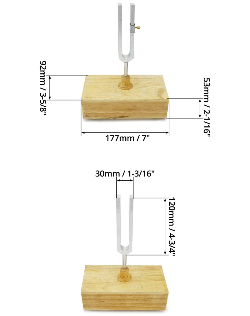 QWORK Tuning Fork 440HZ Virbration, Steel Singing Tone Tuning Set with Silicone Hammer and Wooden Voice Box for Sound Therapy, Yoga, Meditation and Relaxation, Healing Chakra, 2 Pack