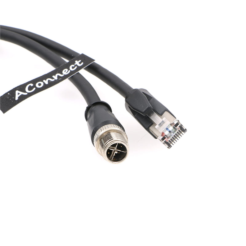 M12-RJ45-XCode-Ethernet-Shielded-Industrial-Waterproof-Cable for Cognex Industrial Camera M12 8Pin X-Code Male to RJ45 Cat6a Flexible 9.8Ft|3M 3M