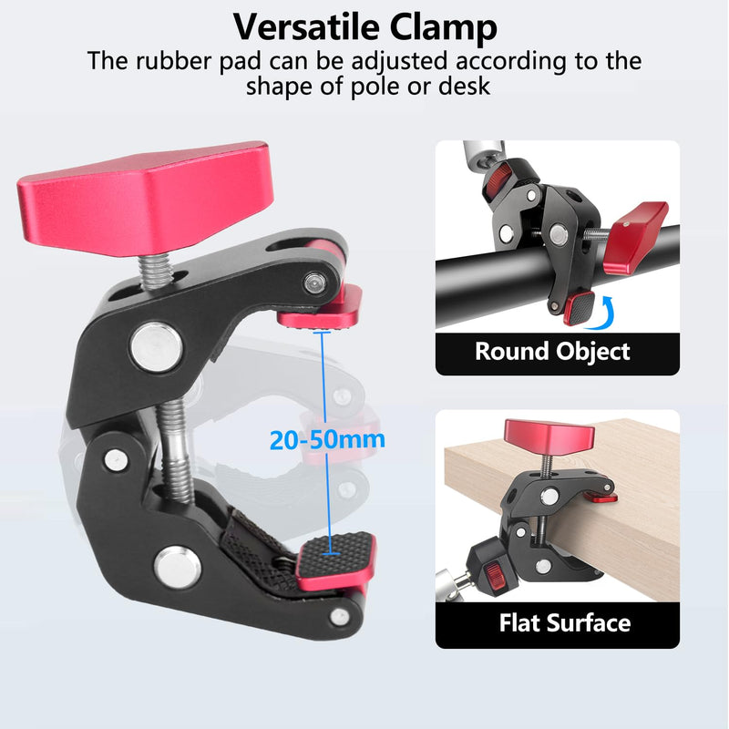 [AUSTRALIA] - HEMMOTOP 11in Magic Arm Camera Mount Clamp, Max. Payload 5.5 LBS Articulating Arm with Anti-Twist Pins, Rotatable Pads, Adjustable Friction Arm for Monitor, LED Light, Camera Video Rig MS02 11 in 