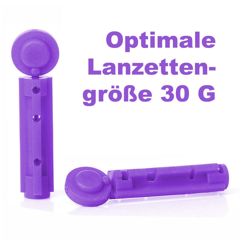 100 x One+Step Universal Lancets for All Standard Lancing Aids I Special Cut and Ultra Fine 30 G Needle for Virtually Painless Blood Removal I Sterile Blood Lancet I Ideal for Diabetics