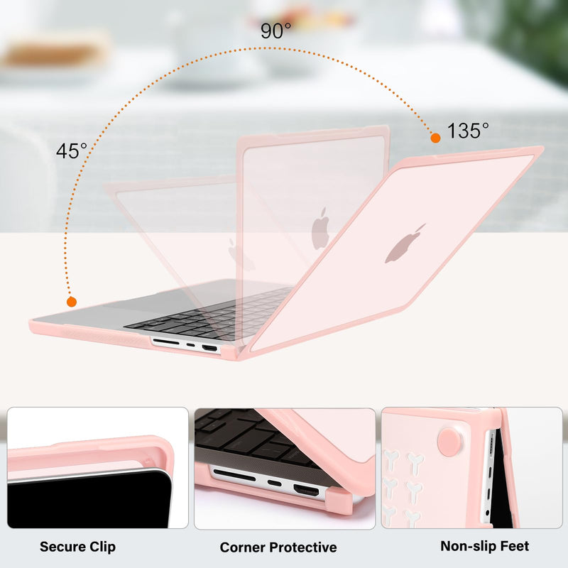 MOSISO Compatible with MacBook Pro 14 inch Case 2024-2021 Release M3 A2918 A2992 M2 A2779 M1 A2442, Soft TPU Bumper Plastic Anti-scratch Hard Shell&Keyboard Skin&Screen Protector&Pouch, Pink