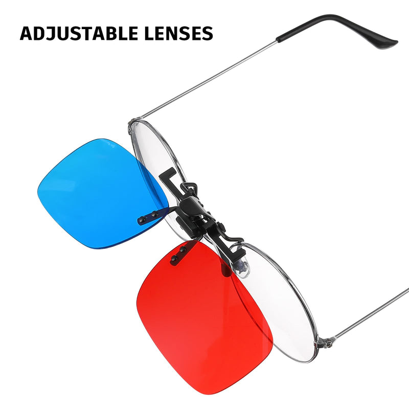 Milisten 2pcs 3D Clip On Glasses Red Blue Glasses 3D Glasses Myopia Special Stereo Clip for 3D TV Cinema Films DVD Viewing Home Movies