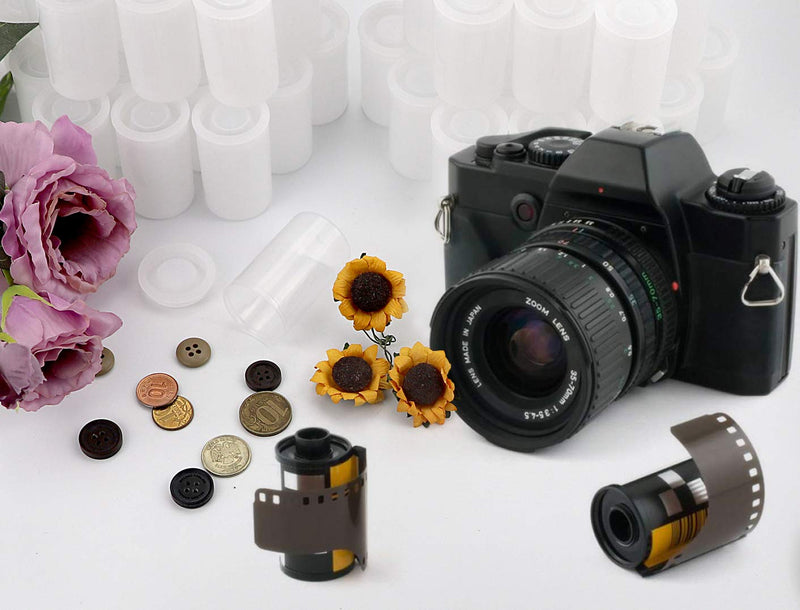 72 Pcs Film Canisters ,35MM Empty Camera Reel Containers, for Rockets, 8 OZ, 2" H, 1" W, Plastic, Films Developing Processing Tube, Roll Case, Small Accessories, Storage (Black)