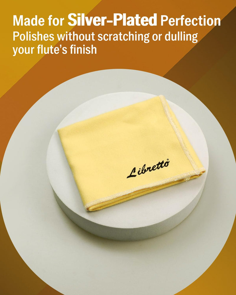 [AUSTRALIA] - Libretto Silver Polishing Cloth for Flute, 30×30 cm, Ultra-Soft Microfiber, Anti-Tarnish Cleaning Cloth for Silver-Plated Instruments 