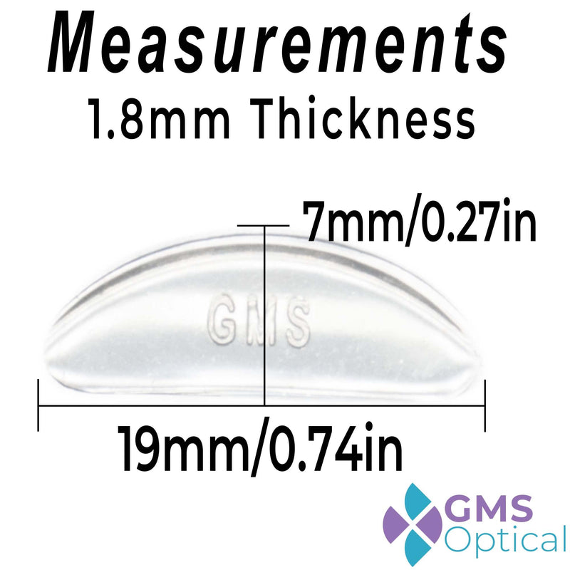 GMS Optical® 1.8mm Anti-Slip Adhesive Contoured Soft Silicone Eyeglass Nose Pads Super Sticky Backing - 5 Pair Black - 2 Pack Clear