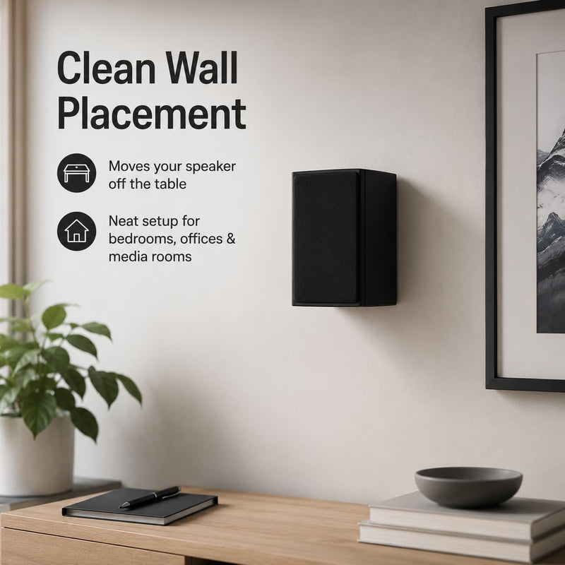 SplashNColor Speaker Wall Mount Compatible with Bose Virtually Invisible Speaker 300 – Snap-On Hook Bracket | Secure Screw-Mount Setup | Low-Profile Audio Holder for Small Rooms