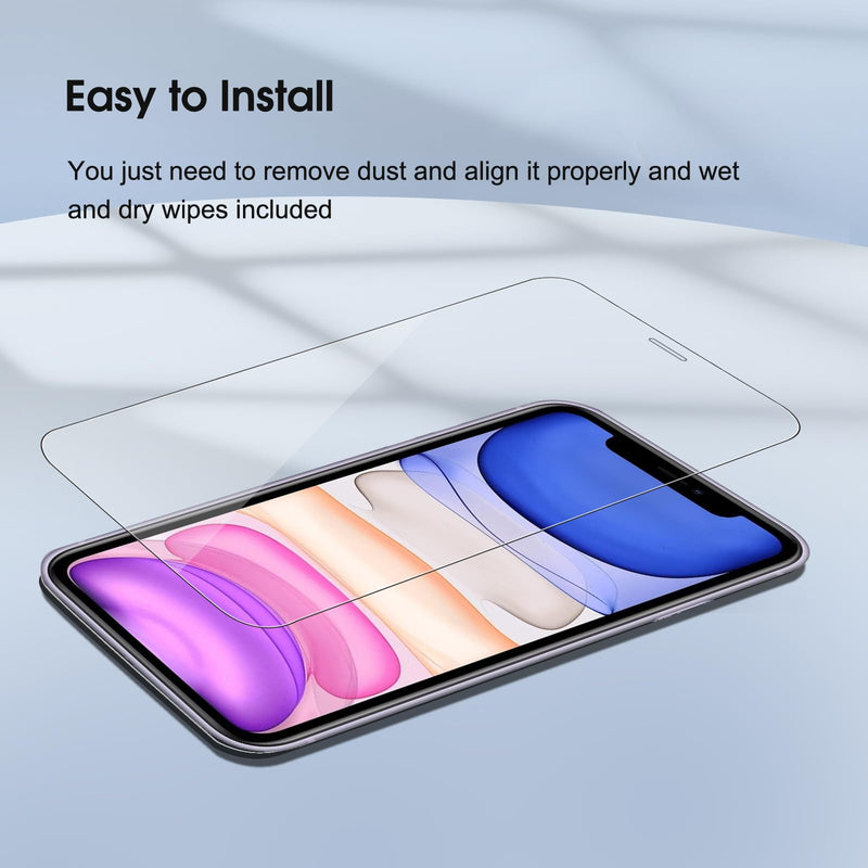 3 Pack Screen Protector for iPhone 11/XR 6.1 Inch, 9H Hardness Shock Resistant Tempered Glass HD Ultra Clear iPhone 11/XR-6.1 Inch