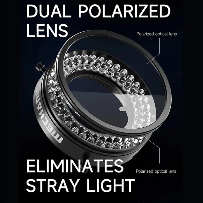 Microscope Ring Light Polarized Ring Lamp Adjustable 72 LED Ring Light Source Anti Glare Eliminates Reflection Illuminator for Stereo Microscope & Camera