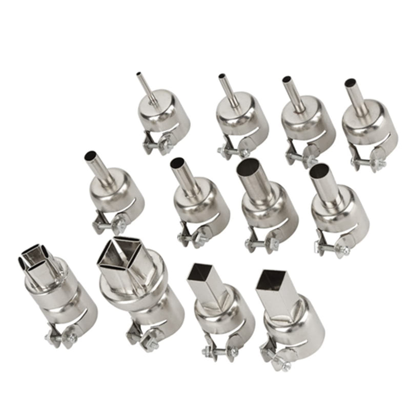 Hot Air Gun Nozzle Heat Nozzle 12pcs Steel Heat Nozzle Set for 850 Hot Air Soldering Station Repair Tool Accessories Heat Soldering Heat Guns