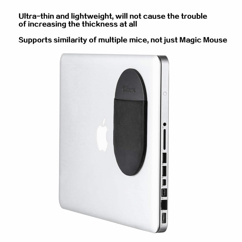 Epessa Universal Stick-On Mouse Pouch, Mouse Holder for Wireless Mouse, Reusable Adhesive, No Glue Residue, Compatible with iPad or MacBook (Black) Black