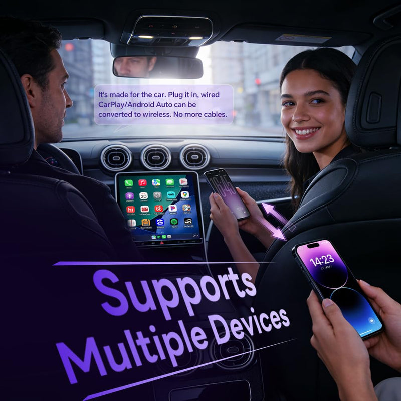 CarlinKit 5.0 Wireless CarPlay & Android Auto Adapter 2AIR | 5GHz WiFi | Wired to Wireless | Plug-and-Play | Auto Connect | for OEM Wired Cars | Online Upgrade | Voice, Music, Navigation