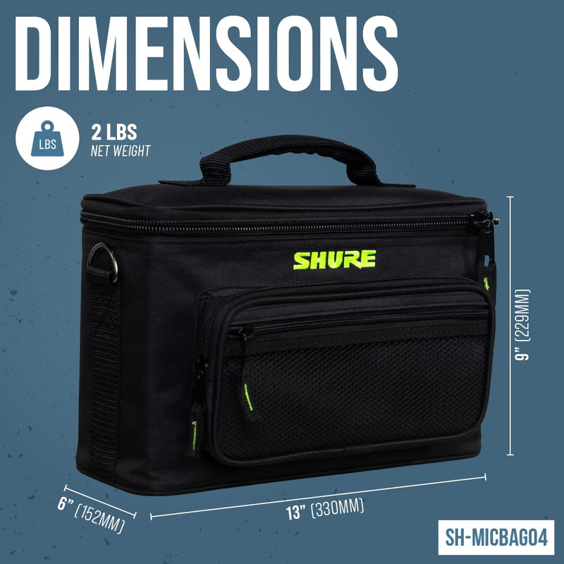 Shure by Gator Padded Microphone Bag that Holds Up to 4 Mics; (SH-MICBAG04) Holds 4 Mics