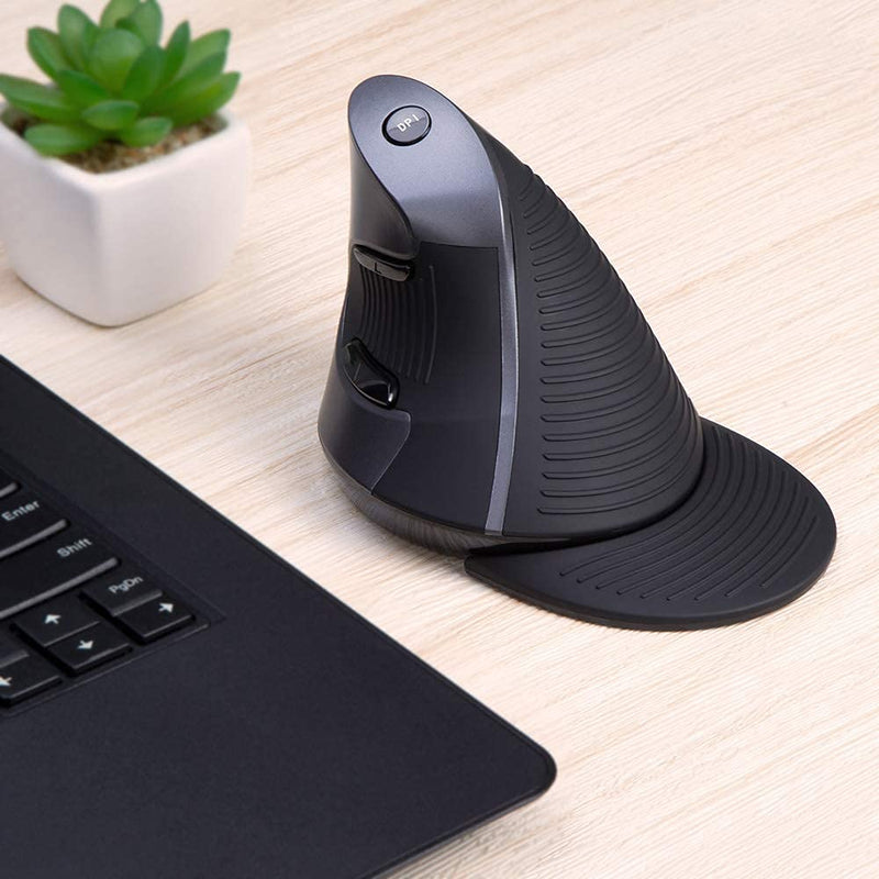 DELUX Upgrade Rechargeable Ergonomic Vertical Mouse, 2.4G Optical Wireless Ergo Silent Mouse with USB Receiver, 6 Buttons, 3 Gear DPI and Removable Palm Rest Reduce Muscle Strain (M618G GX-Black) M618G GX 2.4G Wireless 1600DPI