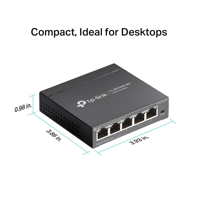 TP-Link TL-SG105S-M2, 5 Port Multi-Gigabit 2.5G Unmanaged Ethernet Switch | Ethernet Splitter, Plug & Play, Desktop/Wall Mount, Silent Operation No PoE 5 Port, 2.5G