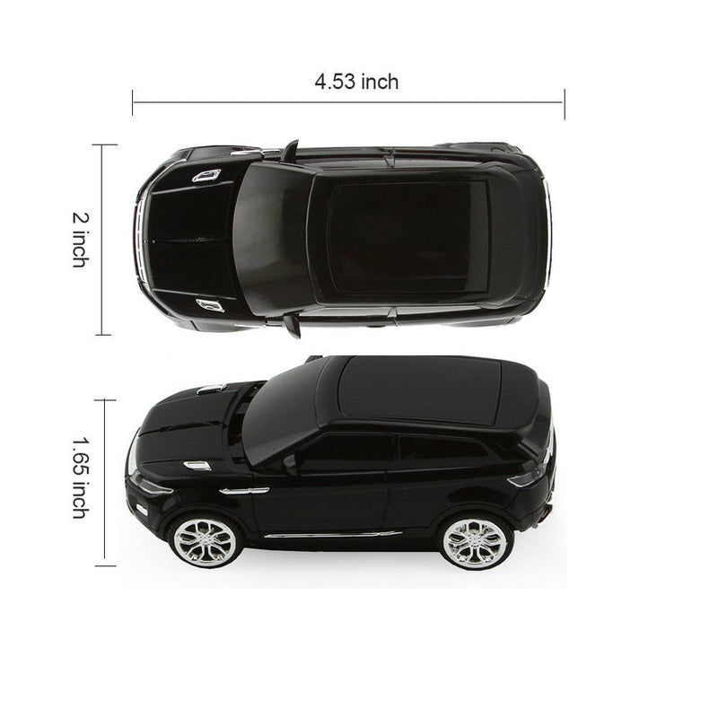 3C Light Car Mouse Wireless 2.4GHz Cool Sport SUV Car Shape Mouse Optical Mice 1600 DPI with USB Receiver Suitable for PC/Computer/Laptop (Black)