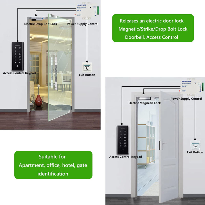 Door Access Control System, 125KHz Proximity ID Card Access Control Keypad Support 1000 Users ID Card Reader Digital Keypad + 5PCS Keychains for Entry Access Controller Gate Opener Narrow Panel
