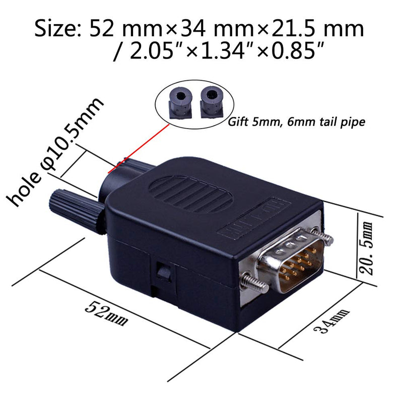 ANMBEST 4PCS DB9 Breakout Connector,2PCS Male + 2PCS Female DB9 Solderless RS232 D-SUB Serial to 9-pin Port Terminal Adapter Connector Breakout Board with Case Long Bolts Tail Pipe 4PCS Male+Female