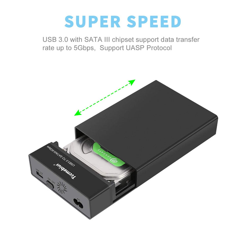 Tccmebius External Hard Drive Enclosure USB 3.0 to SATA Docking Station for 2.5/3.5 Inch SATA I/II/III HDD SSD, Up to 10TB, Support UASP & Automatic Sleep Function, Tool-Free (TCC-S8)