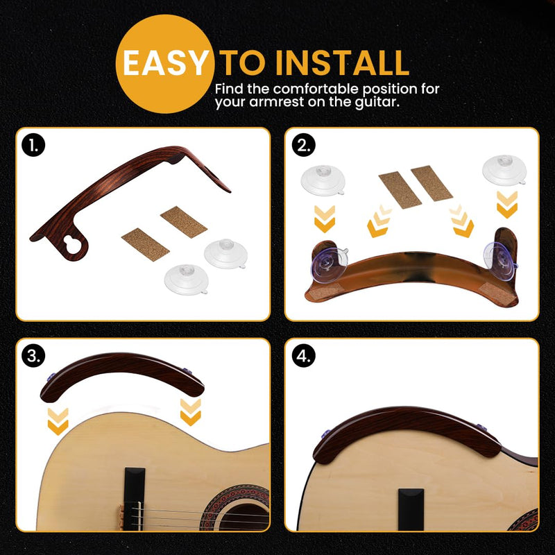 Classical Guitar Armrest, Acoustic, Flamenco Guitar Arm Rest Dark Brown color, non-adhesive