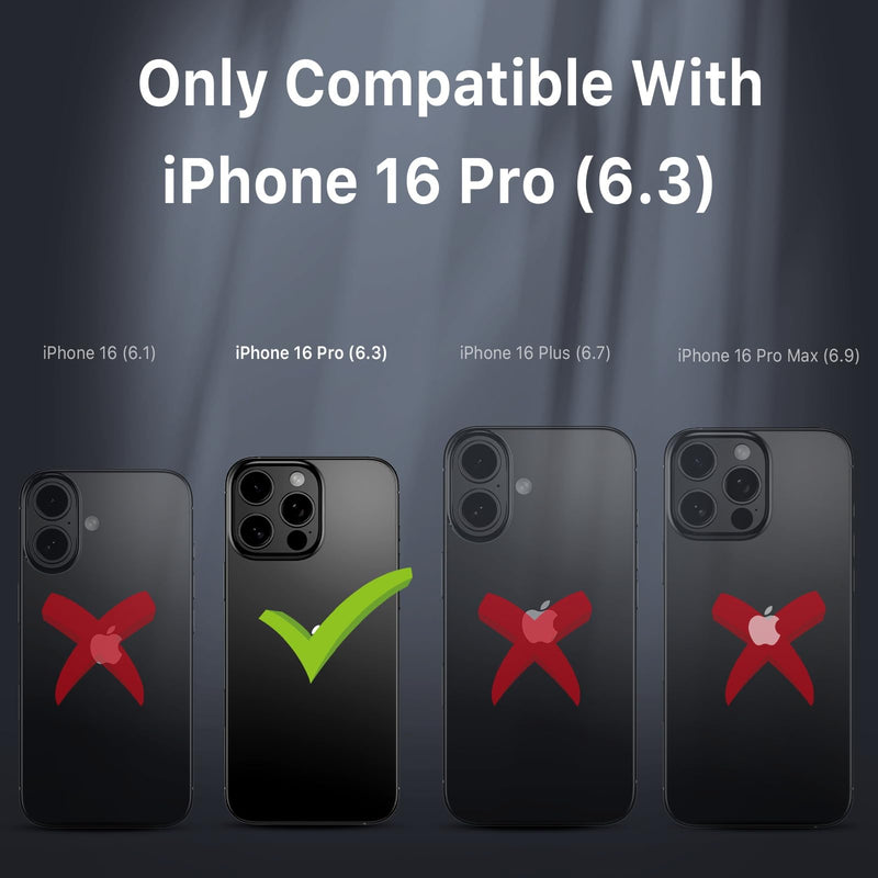 M MYBAT PRO Maverick Series for iPhone 16 Pro Case with Belt Clip Holster,[Compatible with Magsafe] w/Screen Protector,Anti-Drop,Shockproof,with 360°Rotating Kickstand,Heavy Duty Protection Black