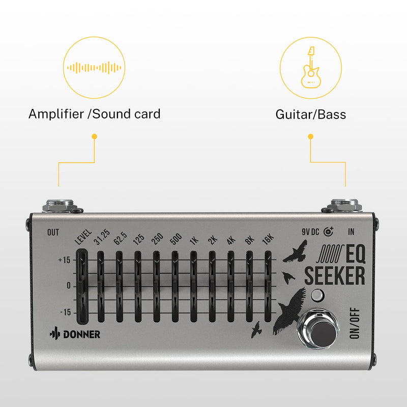 Donner EQ Pedal, 10 Band Equalizer Pedal, EQ Seeker for Guitar and Bass True Bypass
