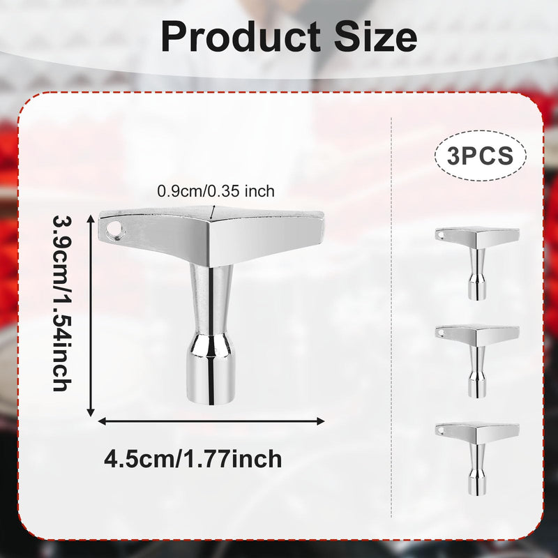 3pcs Drum Key, Magnetic Drum Tuner Keychain S-Shaped Ergonomic Handle Drum Key Drill Bit Drum Key Tool for Acoustic and Electronic Drums (Quadrilateral)