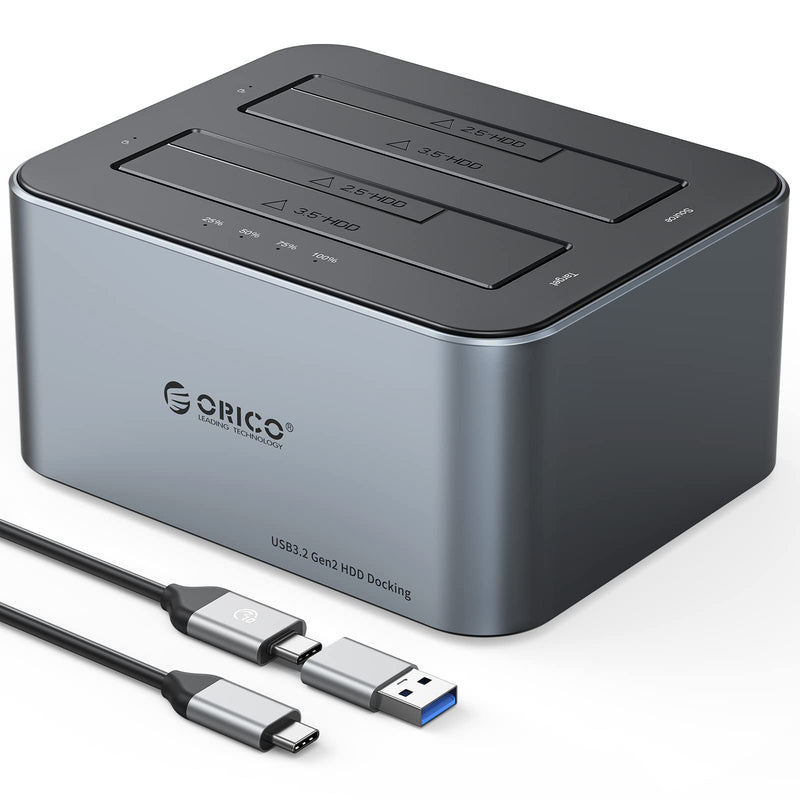 2.5" USB C SATA Hard Dive Enclosure+ 3.5" 2.5" Aluminum Alloy Dual Bay USB C to SATA Hard Drive Dock