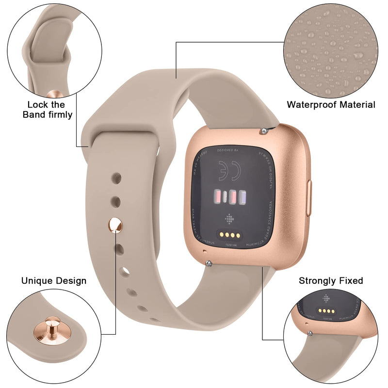 Vancle Silicone Bands Compatible with fitbit versa 2 watch bands women men, Soft Breathable Sport Replacement Wristbands for Fitbit Versa 2 / Fitbit Versa/Versa Lite/Versa SE Milk Tea