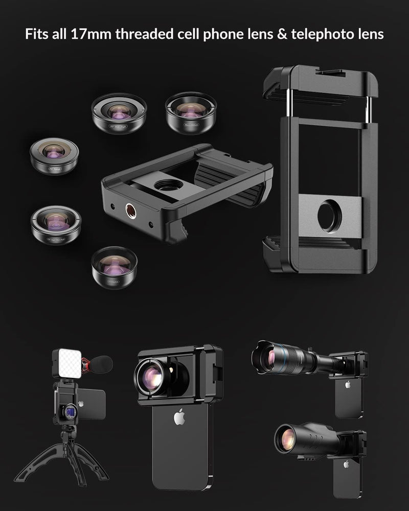 [AUSTRALIA] - APEXEL 17 mm Thread Lens Adapter, Lens Attachments for Telephoto/Macro/Wide Angle/Fisheye/Flow/Radial/Star Filter/Kaleidoscope Lens, Lens Holder Works with Almost All Smartphones 17mm Thread 