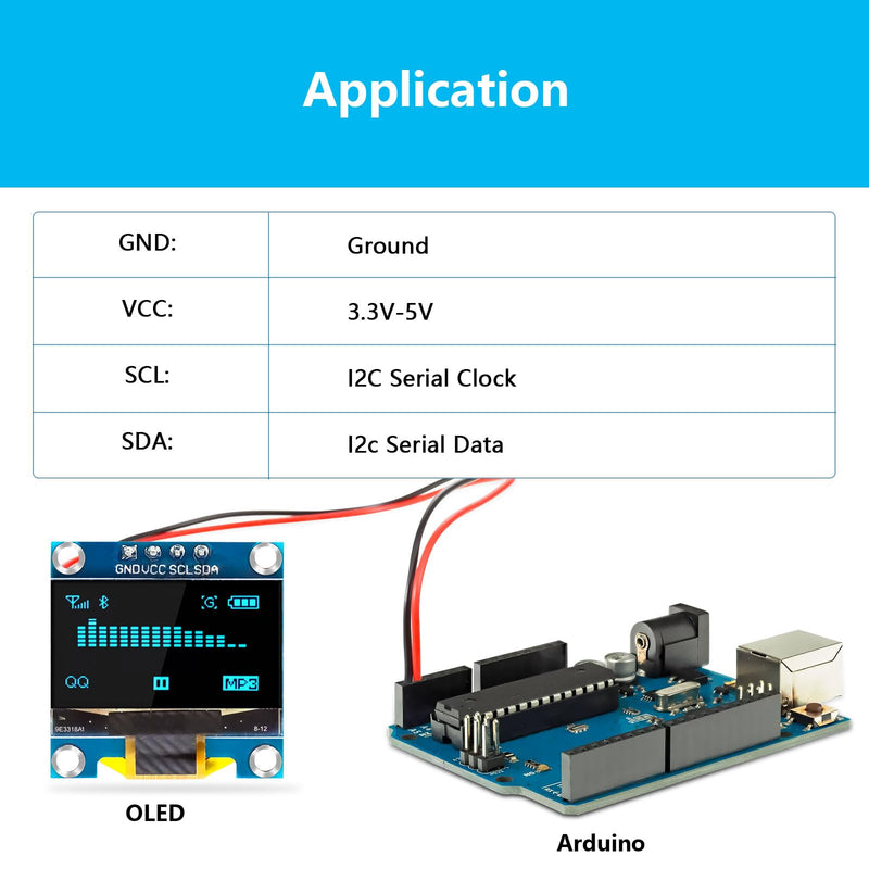 QIQIAZI 0.96 Inch OLED Display I2C Module, 3 Pieces I2C Display Module 128 x 64 Pixel I2C Screen Display Module Compatible with Arduino and Raspberry Pi (Blue)