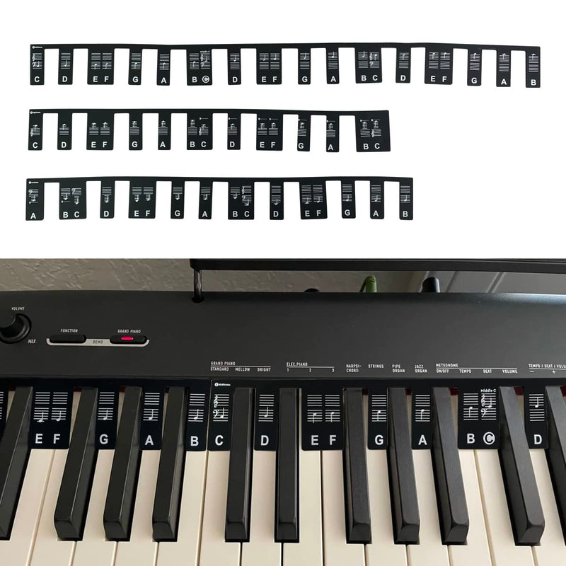 Piano Keyboard Note Labels Piano Notes Guide for Beginner，Removable Silicone Piano Keyboard Stickers，88-Key Full Size Keyboard Stickers for Beginners Kids Learning and practice
