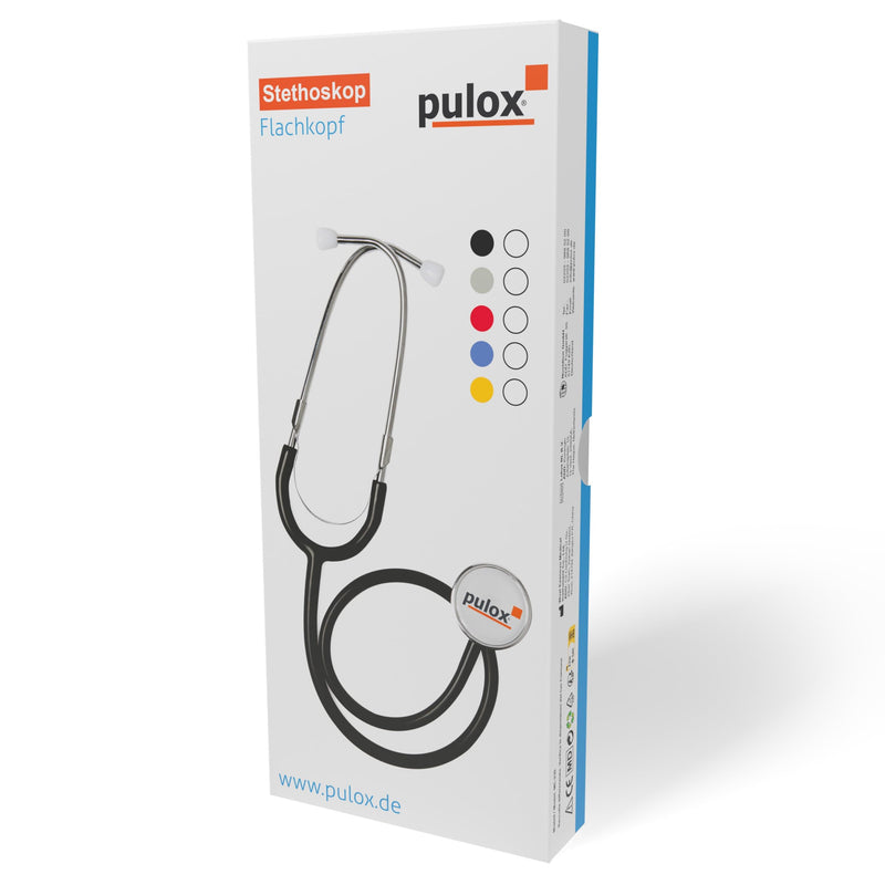Pulox Flat Head Stethoscope for Respiratory Monitoring and Blood Pressure Monitoring in Black