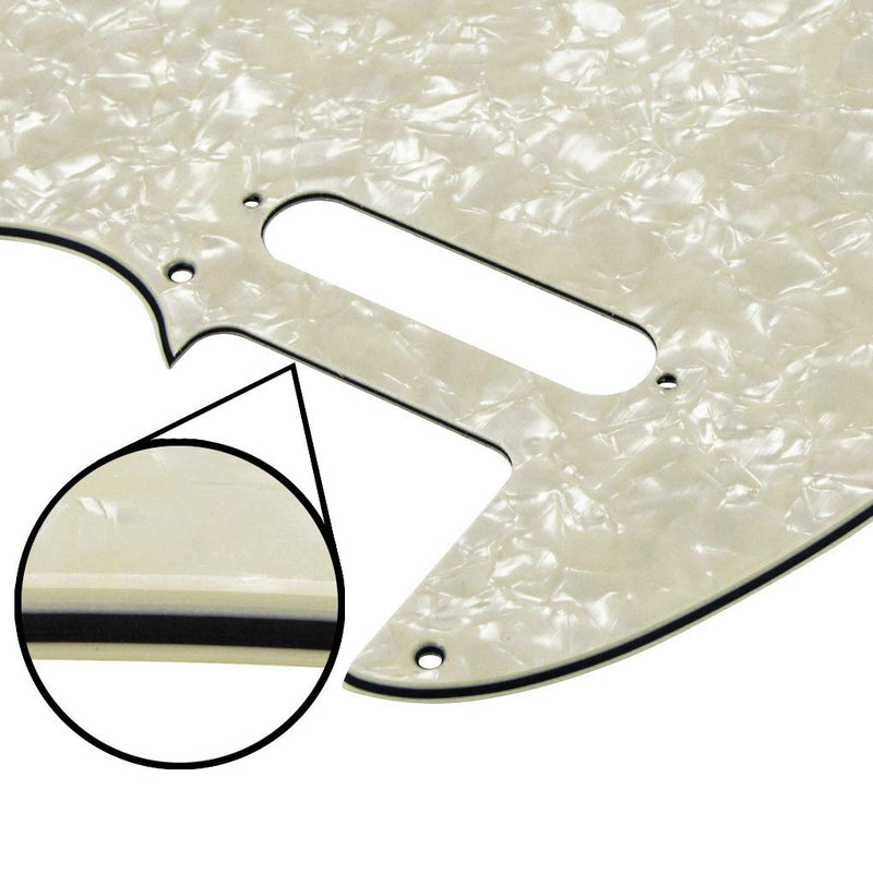 FLEOR 8 Hole Tele Pickguard w/Screws Fit USA/MX Standard Telecaster Pickguard Replacement, 4Ply Aged Pearl