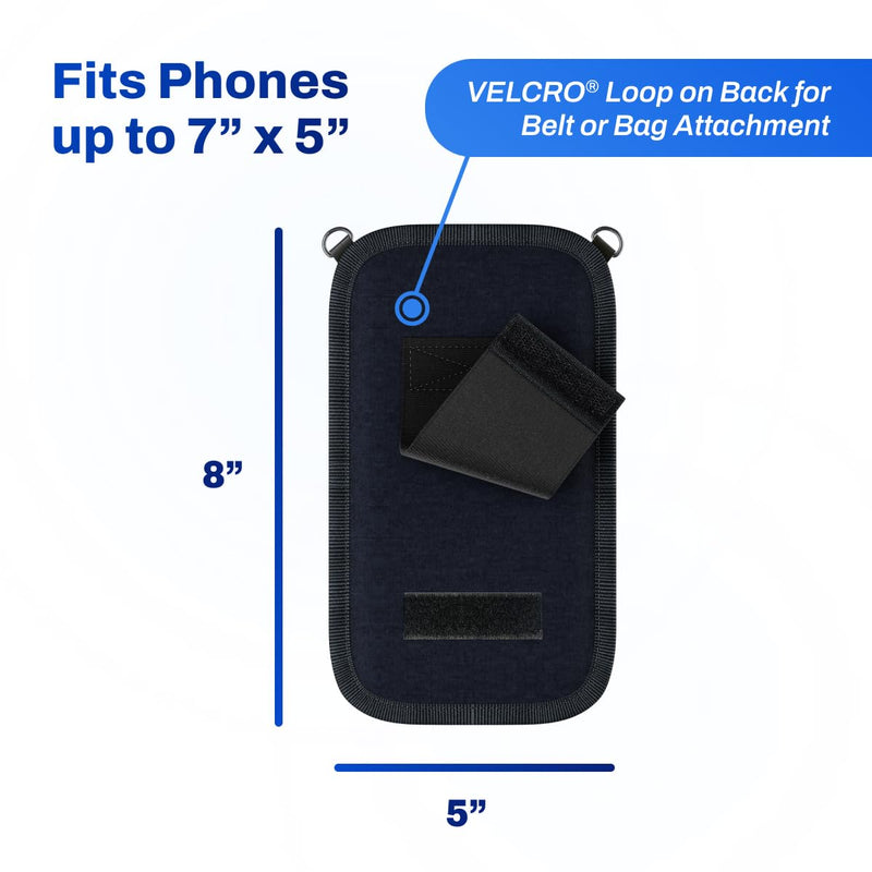 DefenderShield EMF Cell Phone Pouch with Extra Pocket (Black) | Lightweight Crossbody Pouch Case for Phones – EMF Shield for Cell Phone Wireless Signals Reduction