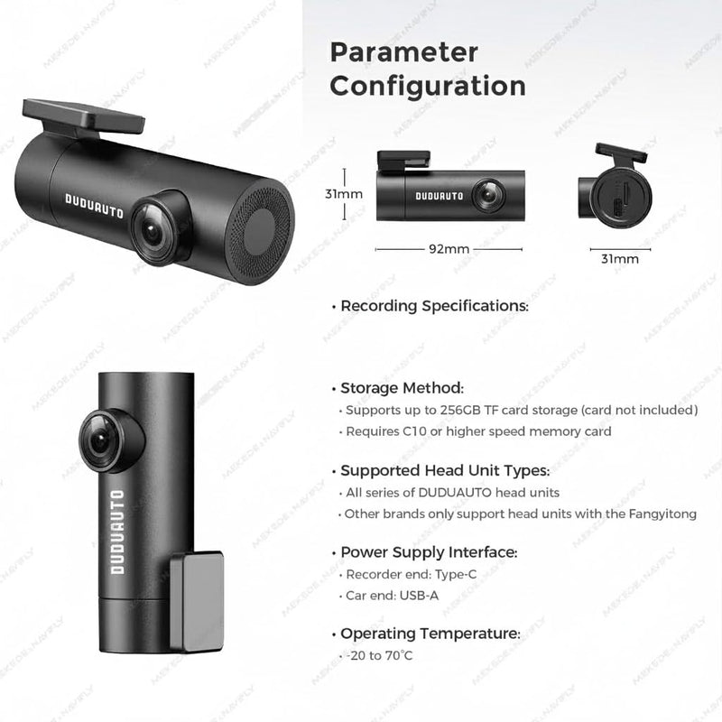 MekedeTech DUDUAUTO Car DVR Dash Cam for Aftermarket Android Radios | ADAS LDWS Navigation Auto Audio Voice Alarm Driving Video Recording