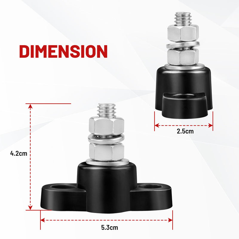 RED WOLF M8 Connection Bolts 150 A 12 V, Battery Terminal Blocks Busbar for Car Truck Motorhome Boat Power Distribution Clamp Block Pack of 2 Single Bolt Busbars