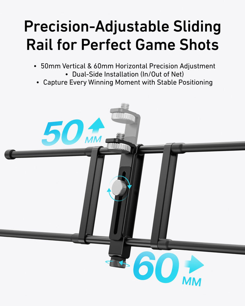 [AUSTRALIA] - TELESIN Fence Mount with Flexible Clamp Arm for Phones GoPro 13 DJI OSMO 360 Action 5 pro,Insta360 X5 Mevo Start Backstop Camera, Softball, Tennis, Baseball Football, Games Live Streaming Accessories 