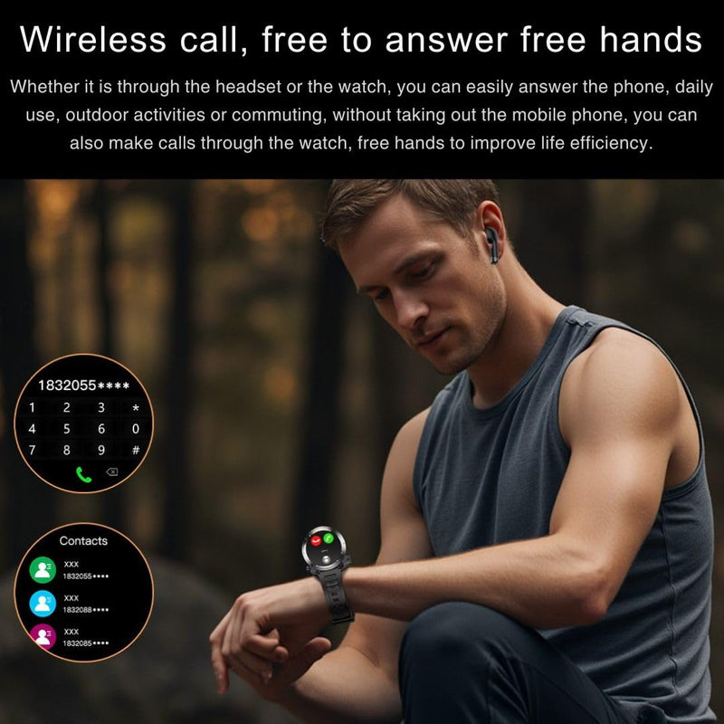 2-in-1 Smartwatch with Earbuds - Zinc Alloy Bezel, 1.46" Round Display, Bluetooth Call Function, Music Playback, NFC, Multiple Sports Modes, Fitness Tracking, Compatible with iPhone Android Smartphone