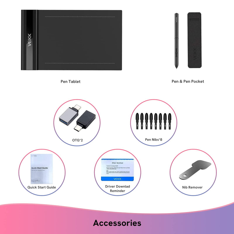 VEIKK Drawing Tablet Computer Graphics Tablets, Digital Art Tablet Pad S640 6x4 inch, with 8192 Levels Battery-Free Stylus Pen for Computer/PC/Mac/Windows/Laptop/Android Phone,for Artists & Adult