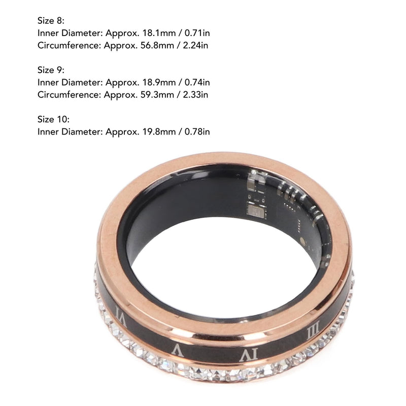 Health Rings for Women Men, Smart Fitness Tracker Roman Numerals Rotatable Wedding Band Gold Smart Ring Health Tracker 8